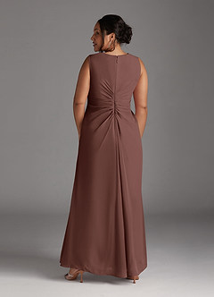 Azazie Manuella Mother of the Bride Dresses Espresso A-Line V-Neck Pleated Chiffon Dress image14