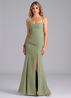 Azazie Wynni Bridesmaid Dresses Pistachio Mermaid Corset Chiffon Dress image3