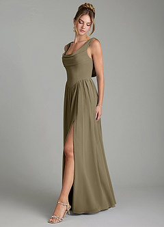 Azazie Novi Bridesmaid Dresses Willow Green A-Line Pleated Chiffon Dress image4