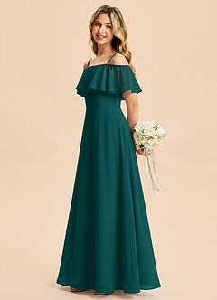 Azazie Maggie Junior Peacock A-Line Off the Shoulder Chiffon Dress image3