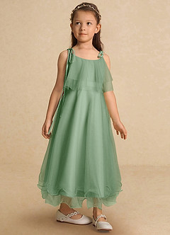 Azazie Bunie Flower Girl Dresses Matcha A-Line Spaghetti Strap Tulle Dress image7