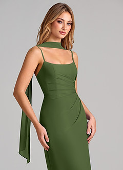 Azazie Calandra Suknie dla druhen Osłona Pofałdowany Szyfon Do ziemi Sukienka image6