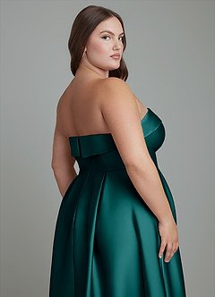 Azazie Lucienne Bridesmaid Dresses Peacock A-Line Strapless Stretch Satin Convertible Dress image10