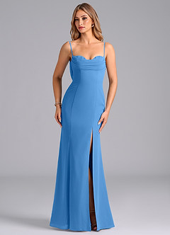 Azazie Wynni Abiti da Damigella Abito Sirena in Chiffon Corsetto Blue Jay image4
