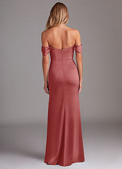 Azazie Saige Suknie dla druhen Osłona Zza ramienia Satyna elastyczna Do ziemi Sukienka image10