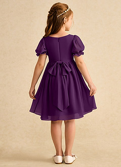 Azazie Jolie Flower Girl Dresses Grape A-Line with Sleeves Chiffon Dress image2
