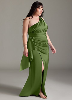 Azazie Maive Robes de demoiselle d'honneur Robe Fourreau en Satin extensible Rayé Genévrier image8