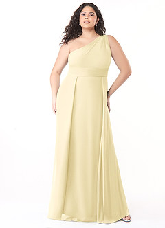 Azazie Dallas Bridesmaid Dresses Lemon Sorbet A-Line One Shoulder Chiffon Dress image6
