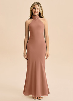 Azazie Velli Junior Bronzer Mermaid High Neck Chiffon Dress image3