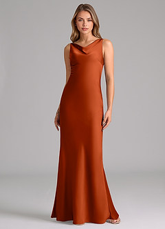Azazie Allettie Bridesmaid Dresses Paprika Mermaid Stretch Satin Dress image6
