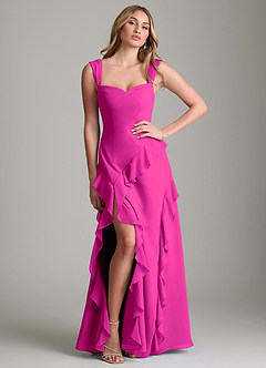 Azazie Sloane Bridesmaid Dresses Fuchsia A-Line Sweetheart Neckline Chiffon Dress image3