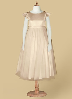 Azazie Aster Final Sale Dusty Rose A-Line with Sleeves Tulle Dress image6