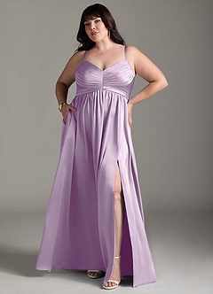Azazie Alia Brautjungfernkleider A-Linie Plissee Stretch-Satin Kleid Frostiges Flieder image8