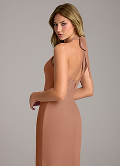 Azazie Keisha Bridesmaid Dresses Bronzer Sheath Chiffon Dress image2
