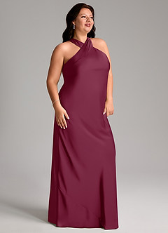 Azazie Doretta Vestidos de madrinha de casamento Vestido Amora de Cetim elástico de sereia com Plissado image8