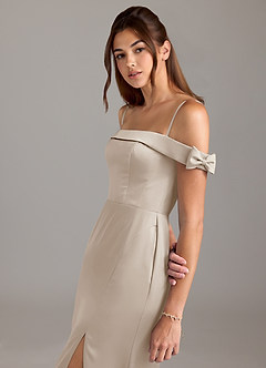 Azazie Zayla Bridesmaid Dresses Frost A-Line Off the Shoulder Stretch Satin Convertible Dress image2