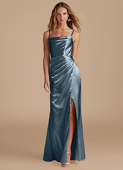 Azazie Marzia Bridesmaid Dresses Twilight Mermaid Pleated Metallic Satin Dress image4