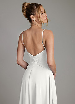 Azazie Elita Bridesmaid Dresses White A-Line Pleated Chiffon Dress image2