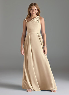 Azazie Dallas Junior Linia A Pofałdowany Szyfon Długość podłogi Młodsza druhna Sukienka image1