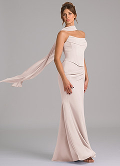 Azazie Sorrel Robes de demoiselle d'honneur Robe Sirène en Mousseline de soie Corset Rose Pétale image3