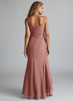 Azazie Summer Bridesmaid Dresses Cedar Rose Mermaid Scoop Cowl Chiffon Dress image2