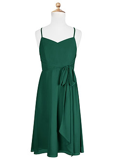 Azazie Doll Junior Emerald A-Line Bow Chiffon Dress image5