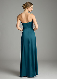 Azazie Wren Bridesmaid Dresses Ink Blue A-Line Strapless Stretch Satin Convertible Dress image7