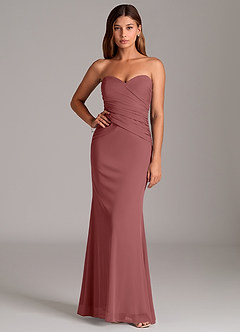 Azazie Katelyn Bridesmaid Dresses Amethyst Sheath Strapless Mesh Convertible Dress image5