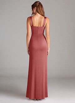 Azazie Denice Bridesmaid Dresses Antique Rose Sheath Pleated Stretch Satin Dress image2