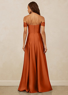 Christian Siriano Bridal for Azazie 1002 Bridesmaid Dresses Burnt Orange A-Line Off the Shoulder Stretch Satin Convertible Dress image6