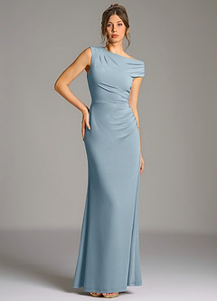 Azazie Nazanin Brautjungfernkleider Meerjungfrau-Linie Schulterfrei Premium Stretch Jersey Kleid Staubblau image5