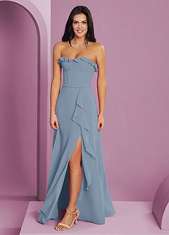 Barbie ♥ Azazie Jurken voor bruidsmeisjes Jurk van Chiffon met A-Lijn Sweetheart Halslijn Stoffig Blauw image3