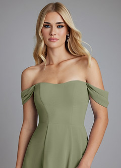 Azazie Seriana Final Sale Black A-Line Off the Shoulder Chiffon Dress image6