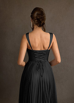 Azazie Dean Vestidos de noiva Vestido Preto de Cetim elástico de Bainha com Decote Coração image6