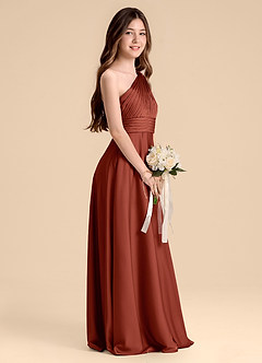 Azazie Charlize Junior Klänning av A-Line i Stretch Satin Plisserad image5