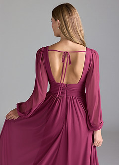Azazie Norah Bridesmaid Dresses Mulberry A-Line Mesh Dress image2
