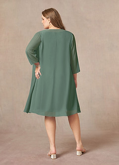 Azazie Shirley Mother of the Bride Dresses Eucalyptus A-Line Scoop Pleated Chiffon Dress image9