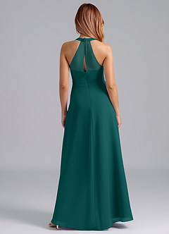 Azazie Dorota Bridesmaid Dresses Peacock A-Line Pleated Chiffon Dress image2