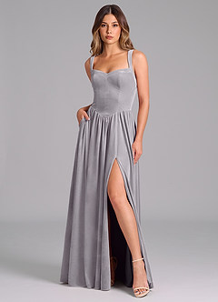 Azazie Francis Bridesmaid Dresses French Lilac A-Line Corset Velvet Dress image3