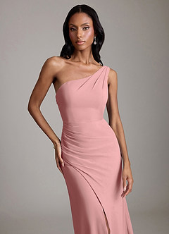 Azazie Madelyn Bridesmaid Dresses Dusty Rose Mermaid One Shoulder Chiffon Convertible Dress image8