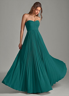 Azazie Chiana Final Sale Peacock A-Line Strapless Chiffon Dress image1