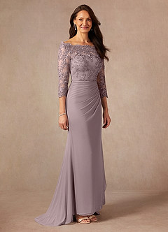 Azazie Rhonda Abiti per la Madre della Sposa Abito Sirena in Maglia a Spalla Scoperta Dusk image6