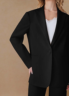 front Amelia Black Refined Weave Performance Oversized 2-Piece Suit