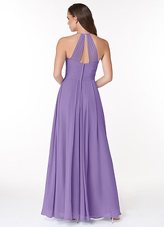 Azazie Ginger Abiti da Damigella Abito A-Line in Chiffon con Scollo Halter a Pieghe Tahiti image2