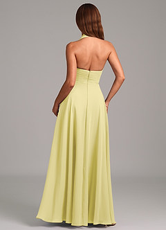 Azazie Elizabeth Final Sale Lemon Sorbet A-Line Pleated Chiffon Dress image2