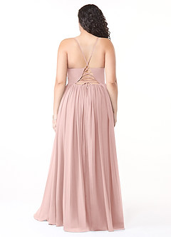 Azazie Aaida Robes de demoiselle d'honneur Robe Trapèze en Mousseline de soie Corset Rose Poudré image8