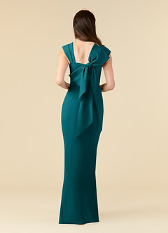 Azazie Ellen Mother of the Bride Dresses Peacock Sheath Side Slit Stretch Crepe Dress image2