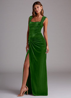 Azazie Genesis Bridesmaid Dresses Ivy Sheath Pleated Velvet Dress image4