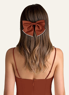 front Pince à cheveux avec nœud en satin et perles de couleur assortie