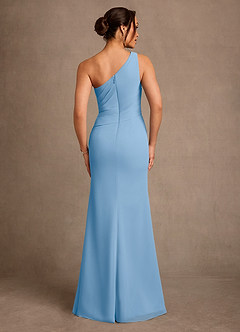 Azazie Floy Mother of the Bride Dresses Powder Blue Sheath One Shoulder Chiffon Dress image3